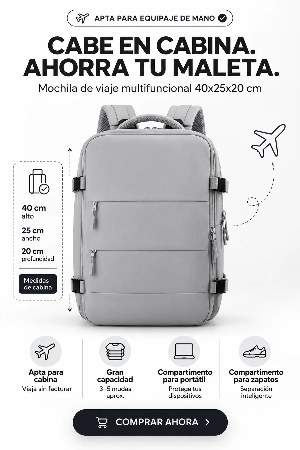 Maleta Viajera Viral — cabe en cabina, ahorra tu maleta