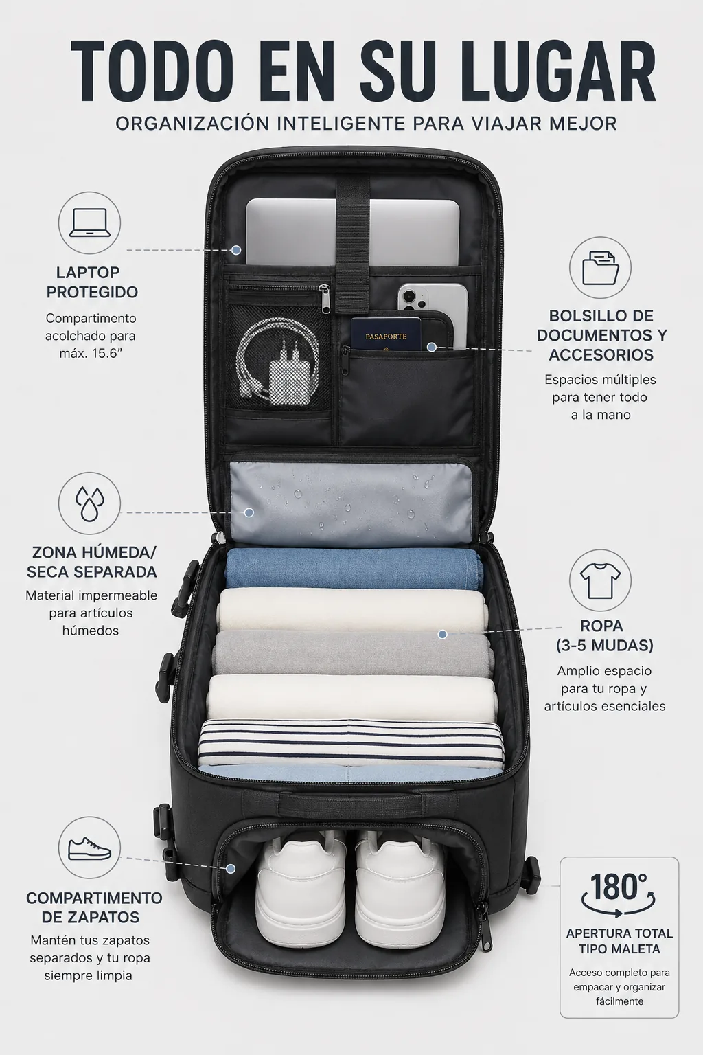Todo en su lugar — organización inteligente para viajar mejor